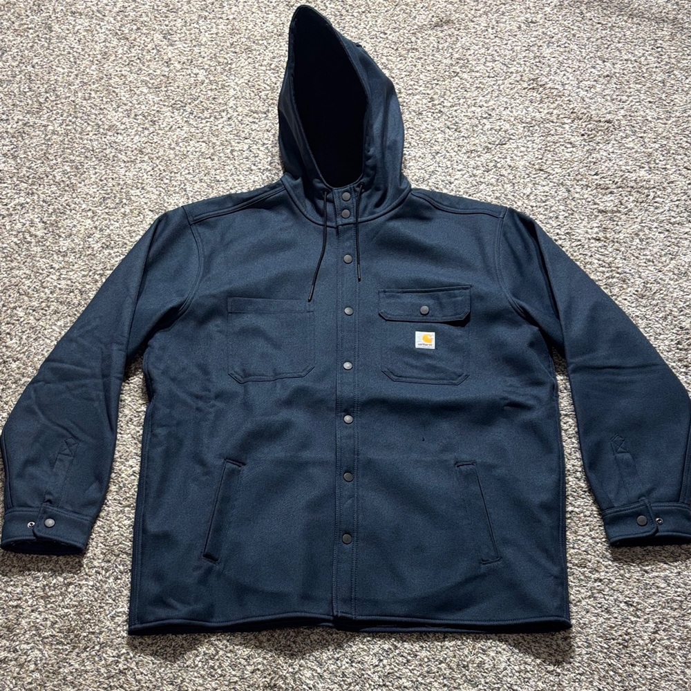 Carhartt Men's Dark Navy Hooded Shirt Jacket